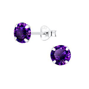 Clous d'oreilles oxyde de zirconium rond 6 mm en argent - FR1338