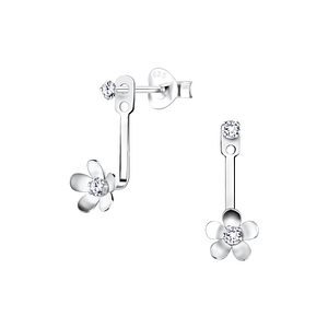 Boucles d'oreilles ear jacket fleur en argent - FR3722