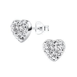 Clous d'oreilles cœur cristal en argent - FR8732