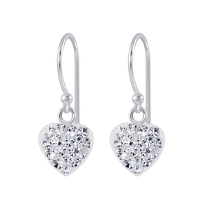 Boucles d'oreilles cœur cristal en argent - FR2665