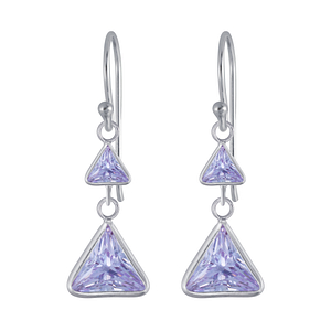 Boucles d'oreilles pendantes triangle oxyde de zirconium en argent - FR2991