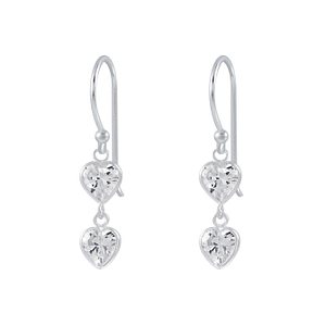 Boucles d’oreilles pendantes cœur oxyde de zirconium en argent - FR2632