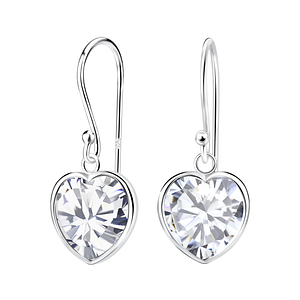 Boucles d'oreilles cœur oxyde de zirconium de 10 mm en argent - FR2085