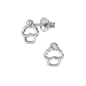 Clous d'oreilles cupcake cristal en argent - FR3134