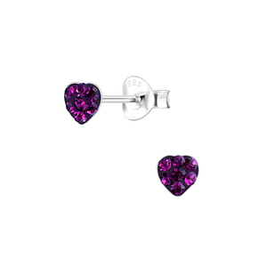 Clous d'oreilles cœur cristal en argent - FR2995