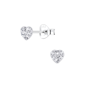 Clous d'oreilles cœur cristal en argent - FR2995