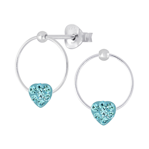 Clous d'oreilles coeur cristal en argent - FR4802