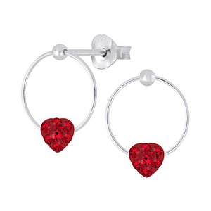 Clous d'oreilles coeur cristal en argent - FR4802