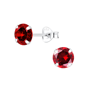 Clous d'oreilles oxyde de zirconium rond 6 mm en argent - FR1338