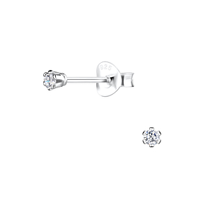 Clous d'oreilles rond en oxyde de zirconium de 2 mm en argent - FR16474