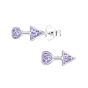 Clous d'oreilles cœur en cristal en argent - FR17053