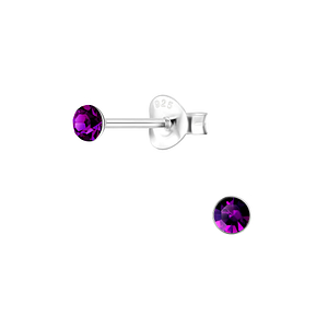 Clous d'oreilles cristal rond de 3 mm en argent - FR1708