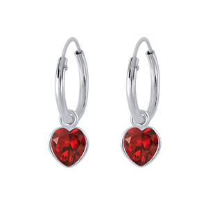 Boucles d'oreilles créoles avec breloques cœur de 4 mm en zirconium en argent - FR2253