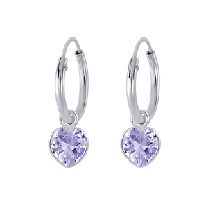 Boucles d'oreilles créoles avec breloques cœur de 4 mm en zirconium en argent - FR2253