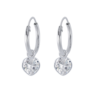 Boucles d'oreilles créoles avec breloques cœur de 4 mm en zirconium en argent - FR2253