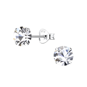 Clous d'oreilles avec cristal de 6 mm en argent - FR9712