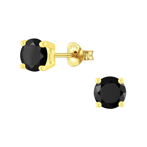 Clous d'oreilles rond zirconium de 6 mm plaqué or - FR4739