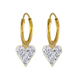 Boucles d'oreilles breloque coeur cristal plaqué or - FR3807