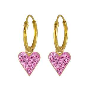 Boucles d'oreilles breloque coeur cristal plaqué or - FR3807