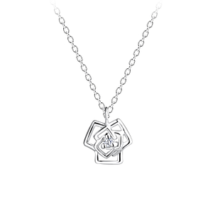 Collier rose en argent - FR16441