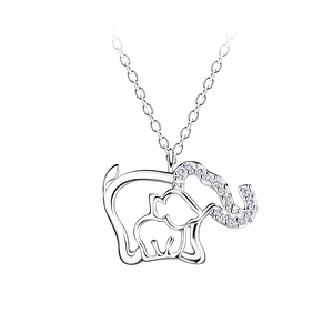 Collier trois maman et bébé éléphant en argent - FR21293