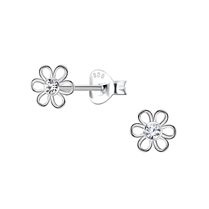 Clous d'oreilles fleur en argent - FR21453