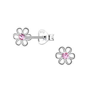 Clous d'oreilles fleur en argent - FR21453