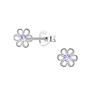 Clous d'oreilles fleur en argent - FR21453