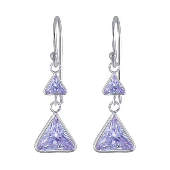 Boucles d'oreilles pendantes triangle oxyde de zirconium en argent - FR2991