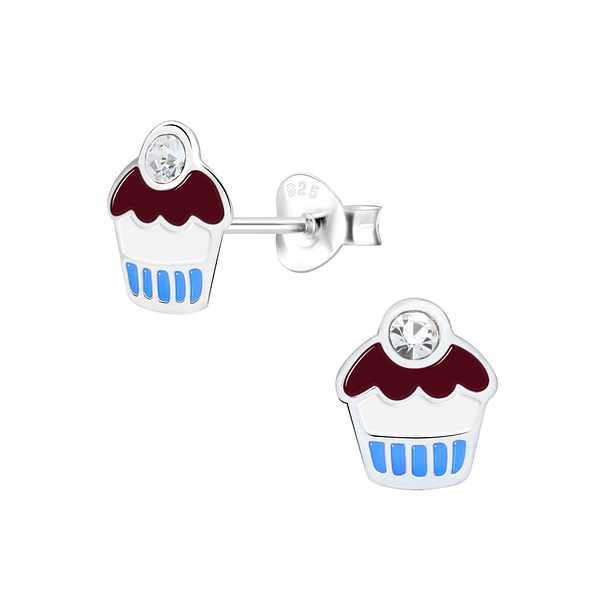 Clous d'oreilles cupcake en argent - FR1561