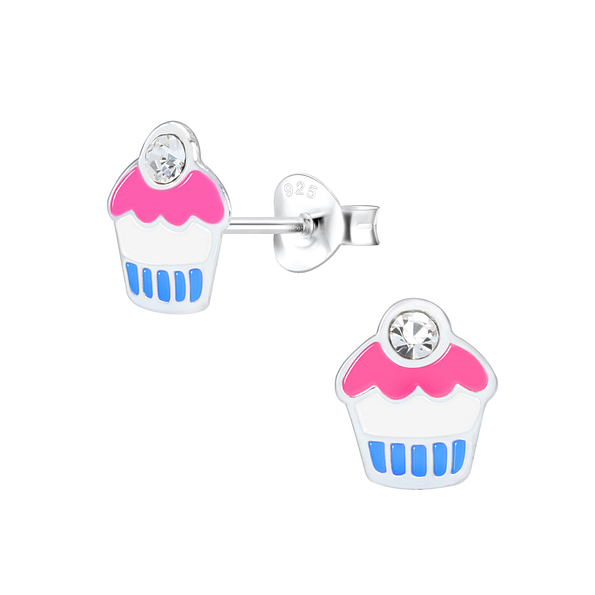 Clous d'oreilles cupcake en argent - FR1560