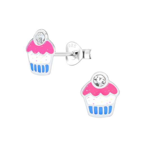 Clous d'oreilles cupcake en argent - FR1565