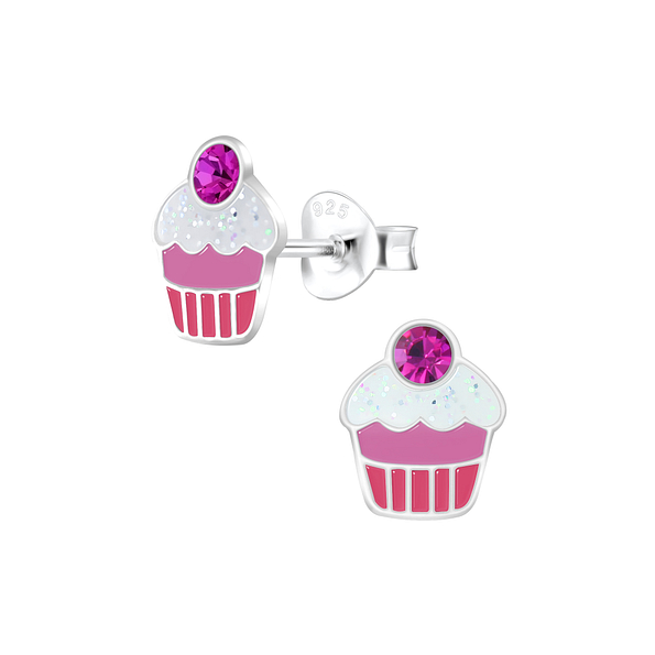 Clous d'oreilles cupcake en argent - FR6810