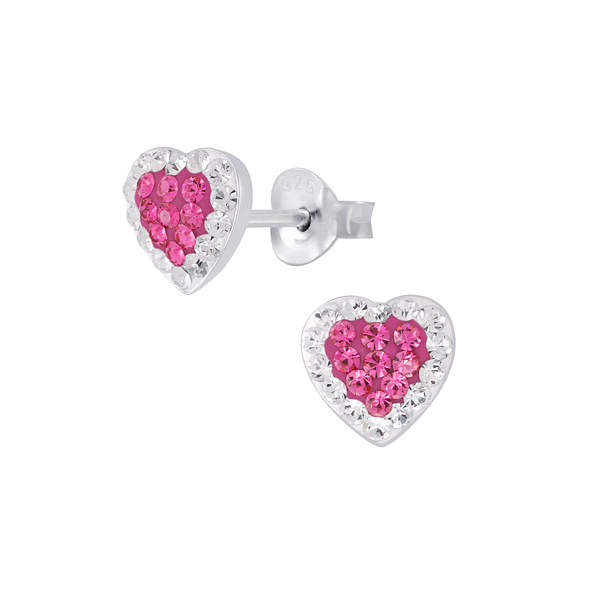 Clous d'oreilles cœur en cristal en argent - FR5422