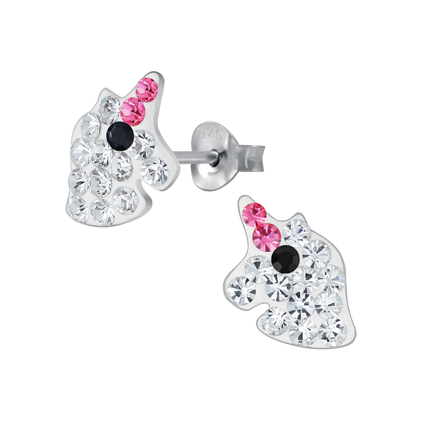 Clous d'oreilles licorne en cristal en argent - FR4410