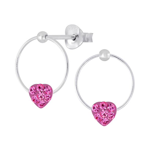 Clous d'oreilles coeur cristal en argent - FR4802