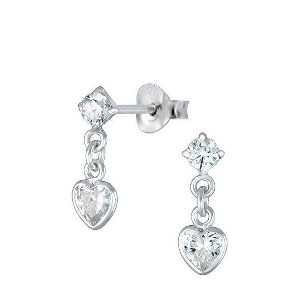 Boucles d’oreilles pendantes cœur en argent - FR2645