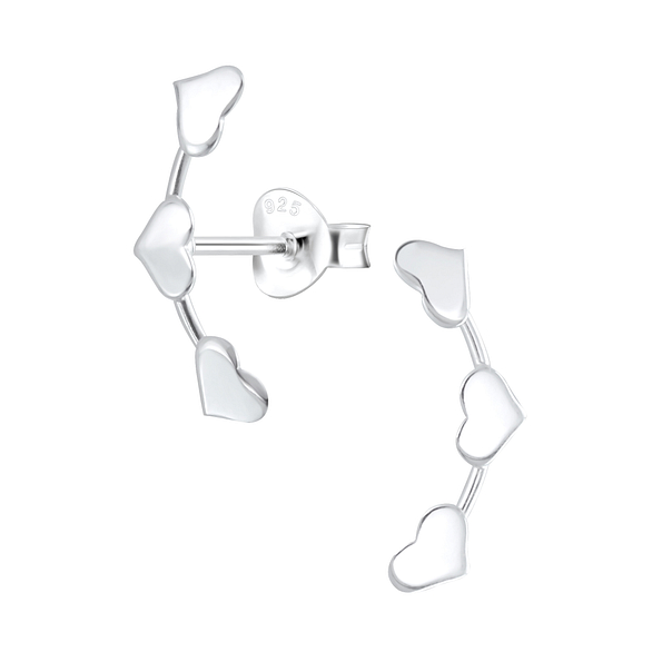 Clous d'oreilles triple coeur en argent - FR2892