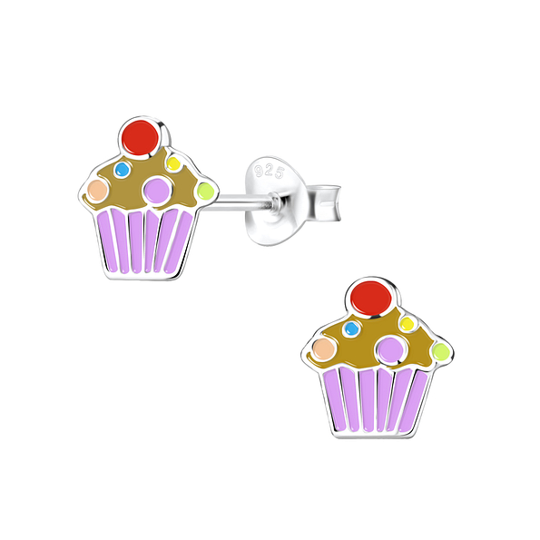 Clous d'oreilles cupcake en argent - FR9819