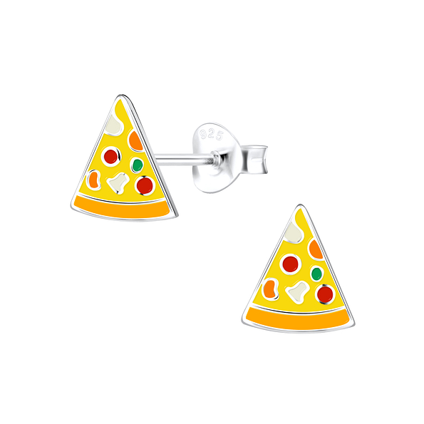 Clous d'oreilles pizza en argent - FR9338