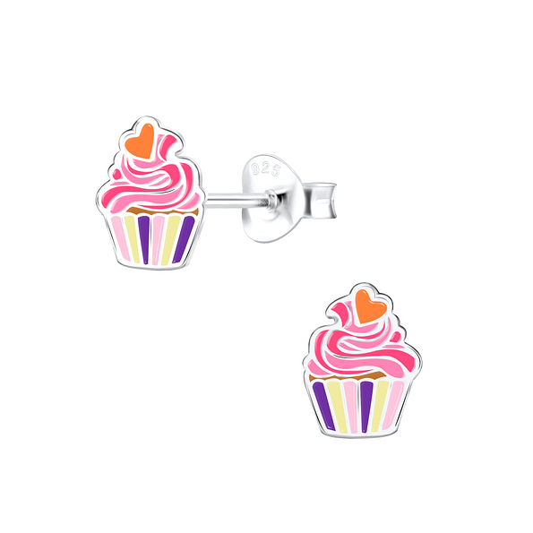 Clous d'oreilles cupcake en argent - FR9396