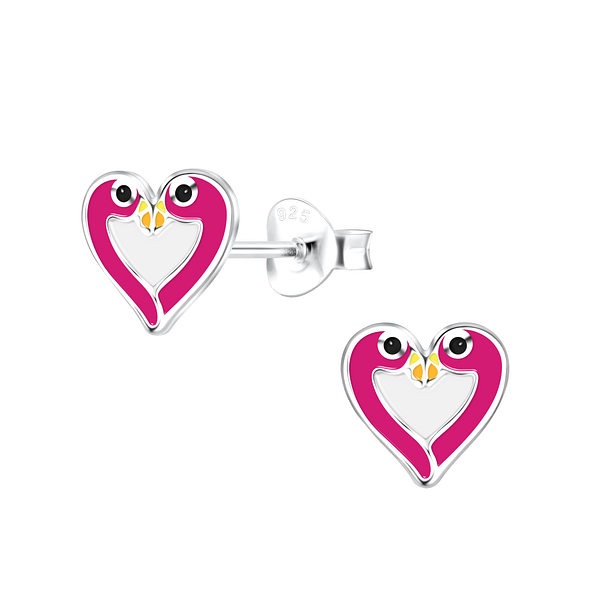 Clous d'oreilles flamant en argent - FR18097