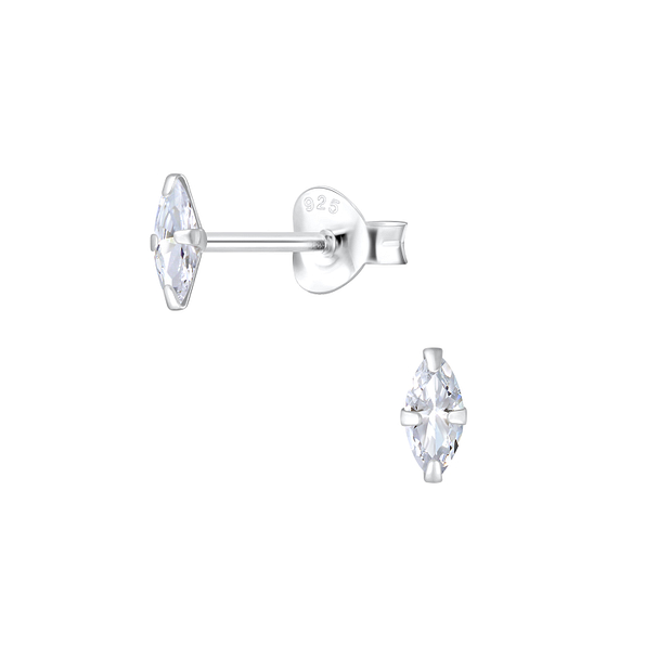 Clous d'oreilles marquise zirconium de 2.5 x 5 mm en argent - FR9537