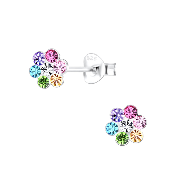 Clous d'oreilles fleur en argent - FR9985