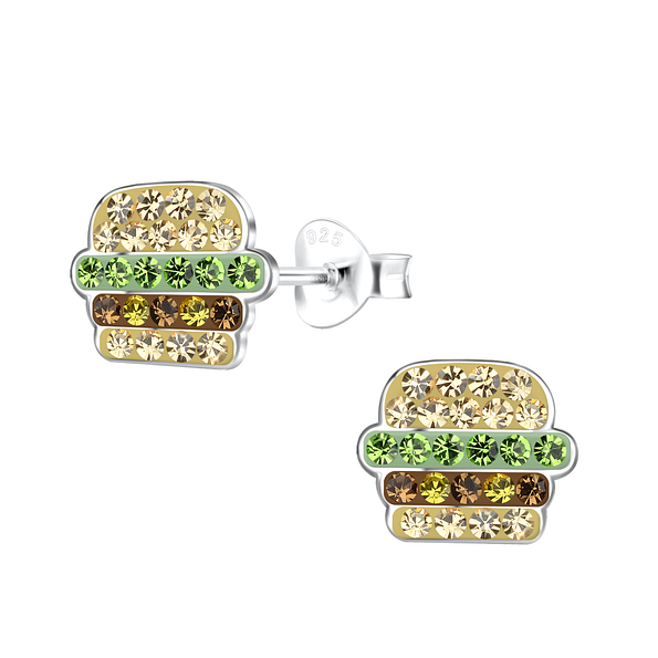 Clous d'oreilles hamburger en argent - FR18442