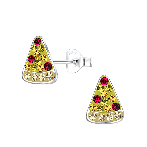 Clous d'oreilles pizza en argent - FR18680