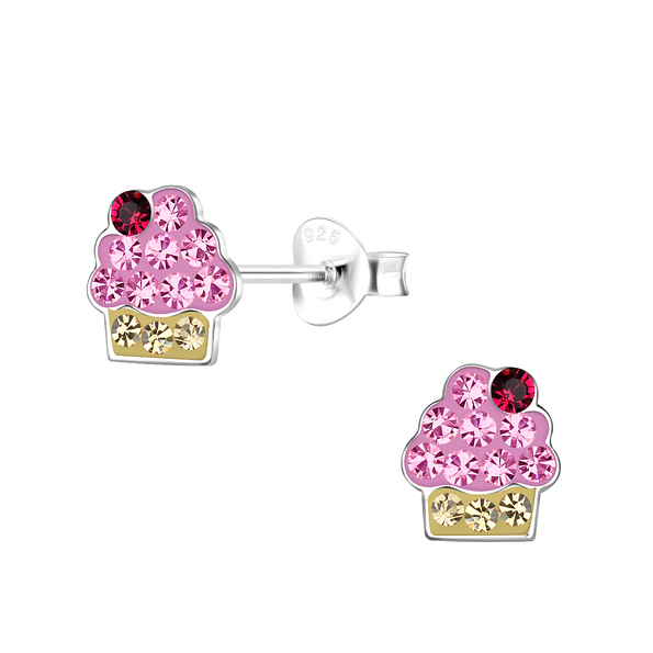 Clous d'oreilles cupcake en argent - FR19059