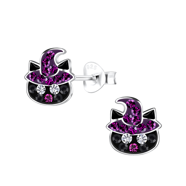 Clous d'oreilles chat en argent - FR18727