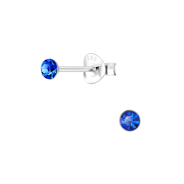 Clous d'oreilles cristal rond de 3 mm en argent - FR1708