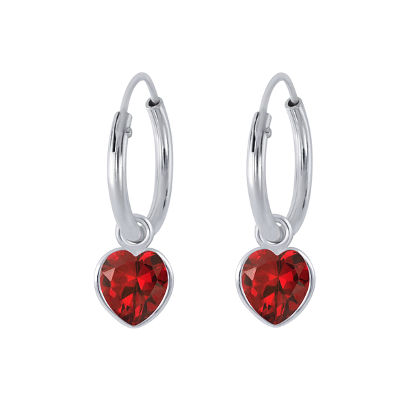 Boucles d'oreilles créoles avec breloques cœur de 4 mm en zirconium en argent - FR2253